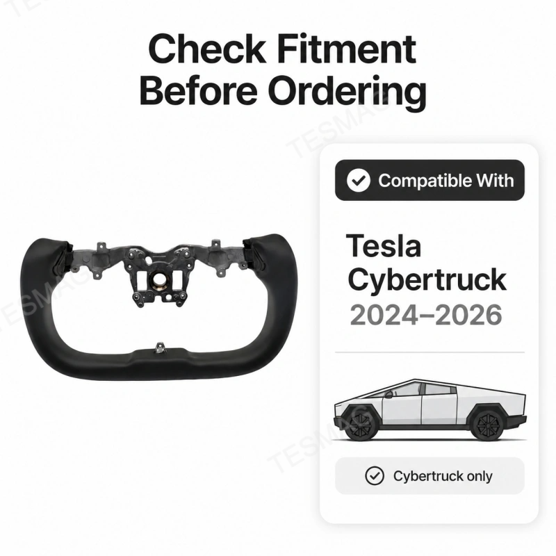 Nappa Leather Yoke Steering Wheel Frame for Tesla Cybertruck 2024-2026