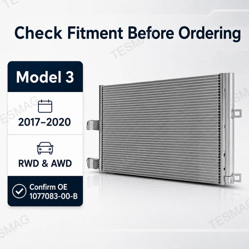 A/C Condenser for Tesla Model 3 2017-2020 RWD/AWD | 1077083-00-B