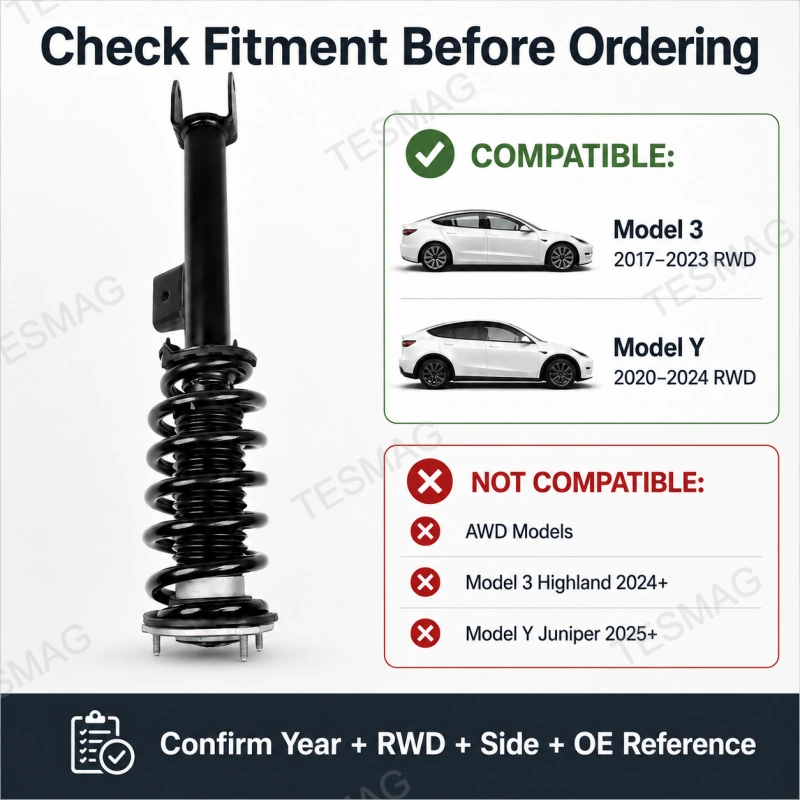Front Strut Assembly for Tesla Model 3 2017-2023 & Model Y 2020-2024 RWD 1044364  1044369