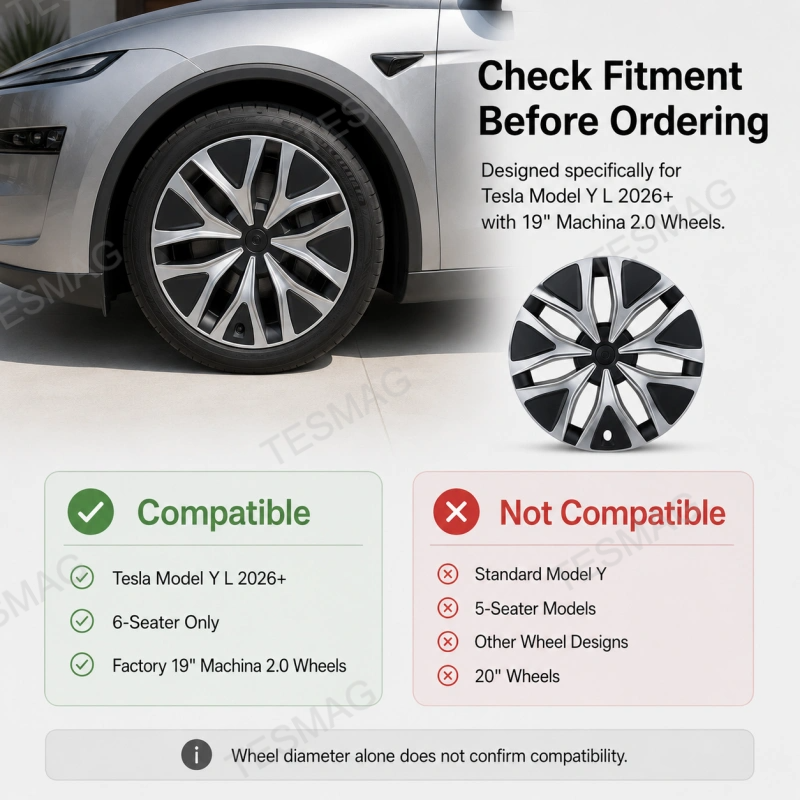 19-Inch Seven-Spoke Wheel Cover Set for Tesla Model Y L 2026+ Machina 2.0
