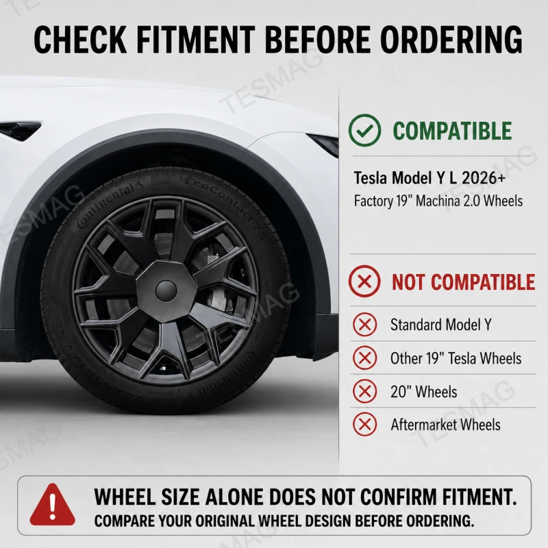 19-Inch Machina 2.0 Wheel Covers for Tesla Model Y L 2026+ 