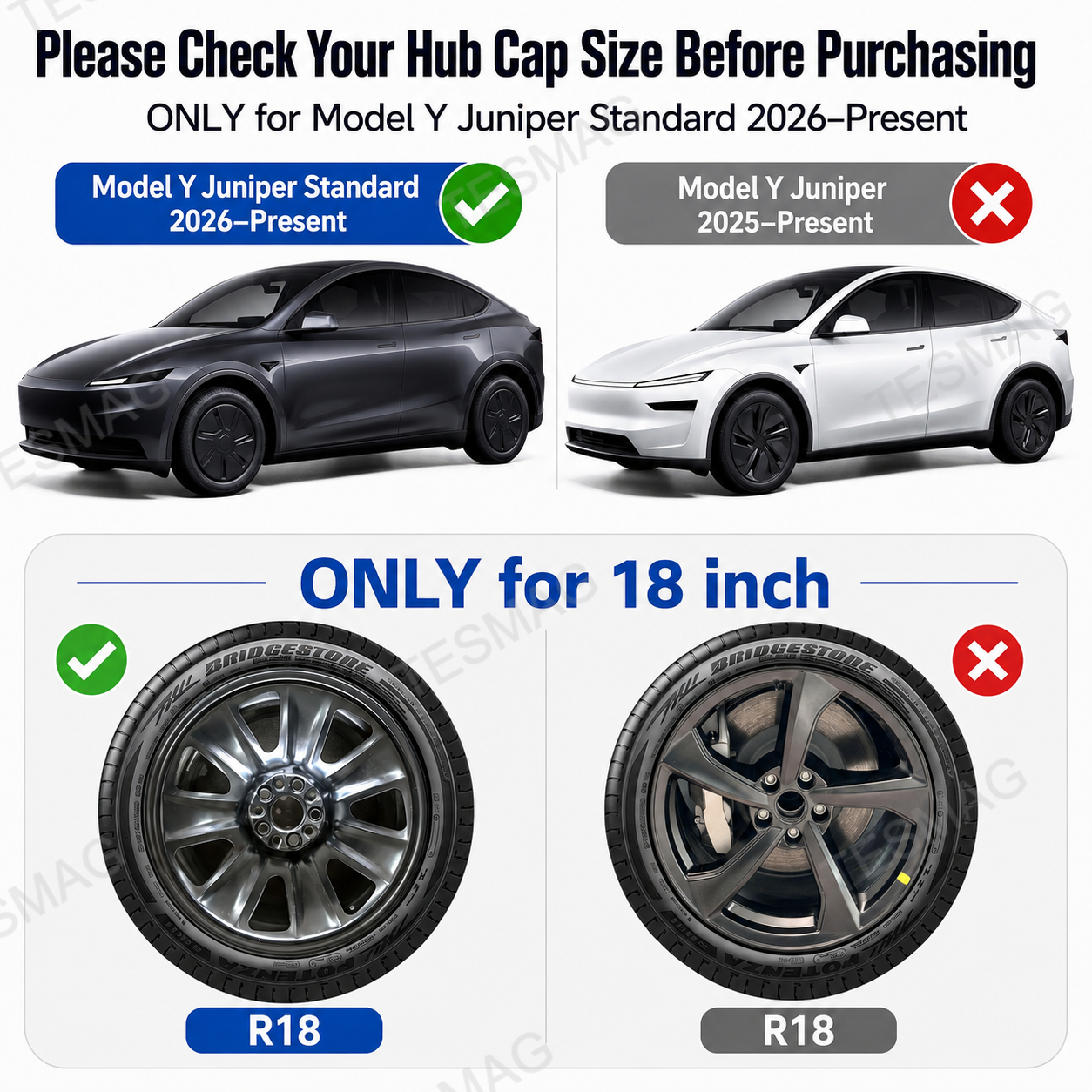 18-Inch Turbine-Style Wheel Covers for Tesla Model Y Standard 2026+