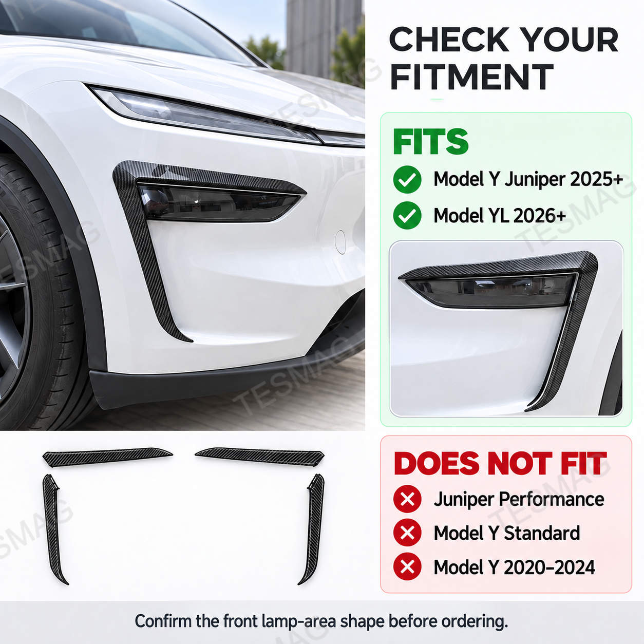 Fog light trim fitment chart with exclusions 