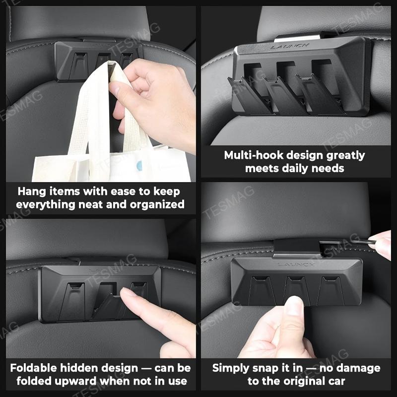 Folding Hidden Seat Hooks for Tesla Model 3 Highland/Model Y Juniper