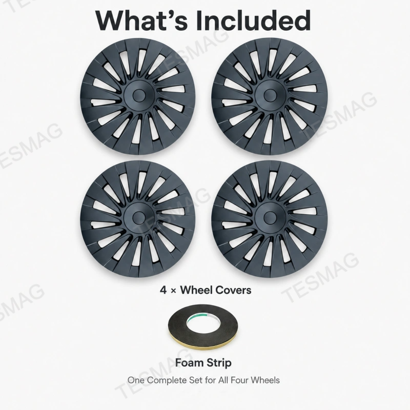 18-Inch Matte Black Aperture Wheel Covers for Tesla Model Y Standard 2026+