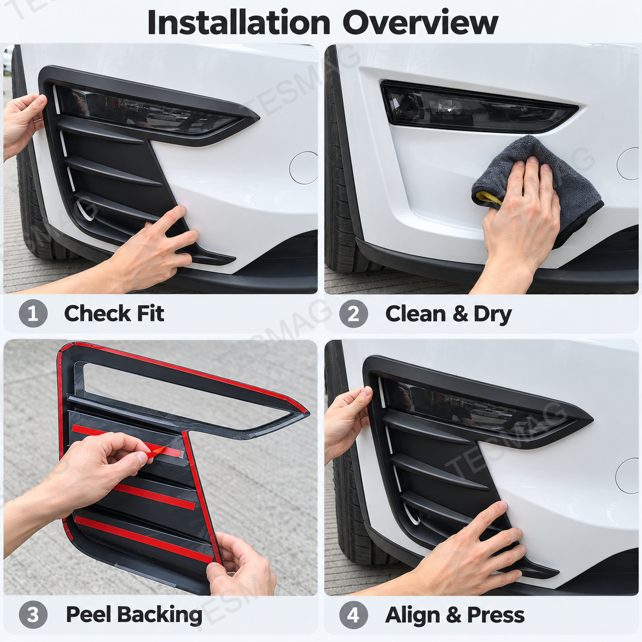 Four-step Model Y Juniper front bumper trim installation
