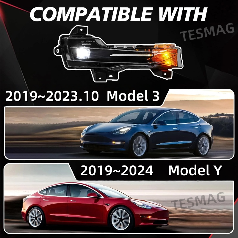 Front Bumper Fog Light Foglamp for Tesla Model 3 /Y 1077391-00-E 1077392-00-E