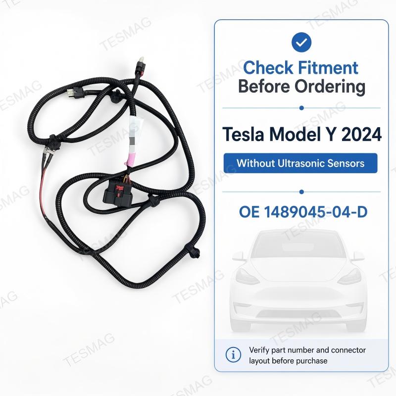 Front Bumper Harness Assembly for Tesla Model Y 2024 Without Ultrasonic Sensors OE 1489045-04-D