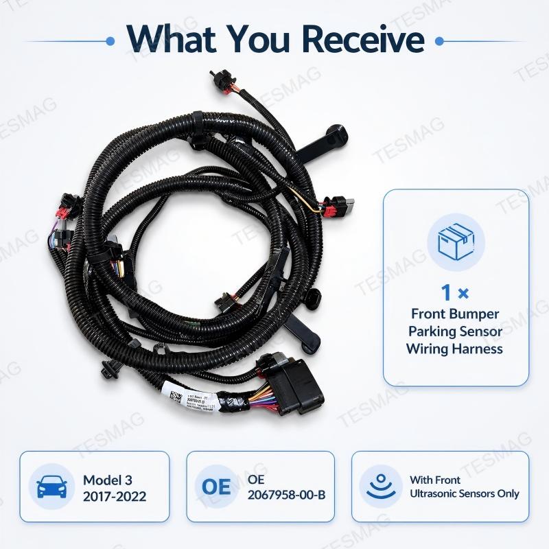 Front Bumper Parking Sensor Wiring Harness for Tesla Model 3 2017–2022 | OE 2067958-00-B