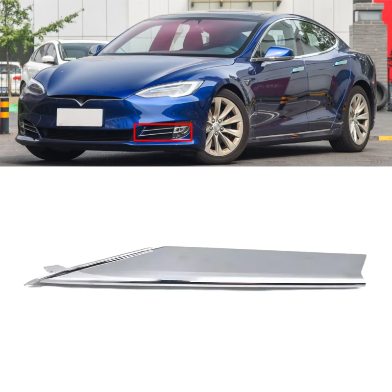 Front Fog Light Frame Chrome Strip Trim for Tesla Model S 2016-2020 (1056378 1056379 1056380)