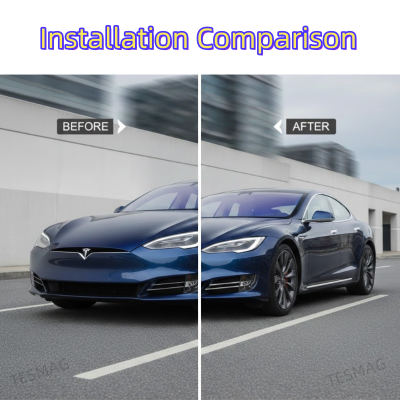Front Fog Light Frame Chrome Strip Trim for Tesla Model S 2016-2020 (1056378 1056379 1056380)