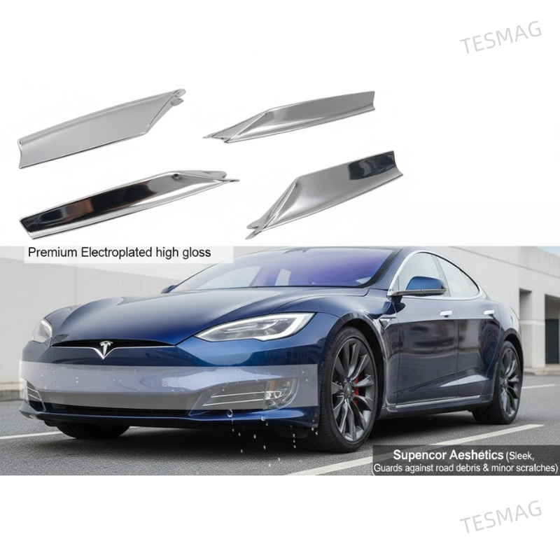 Front Fog Light Frame Chrome Strip Trim for Tesla Model S 2016-2020 (1056378 1056379 1056380)