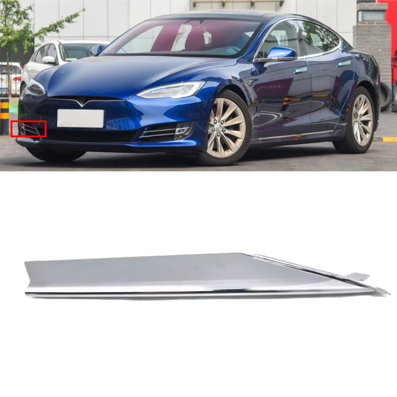 Front Fog Light Frame Chrome Strip Trim for Tesla Model S 2016-2020 (1056378 1056379 1056380)
