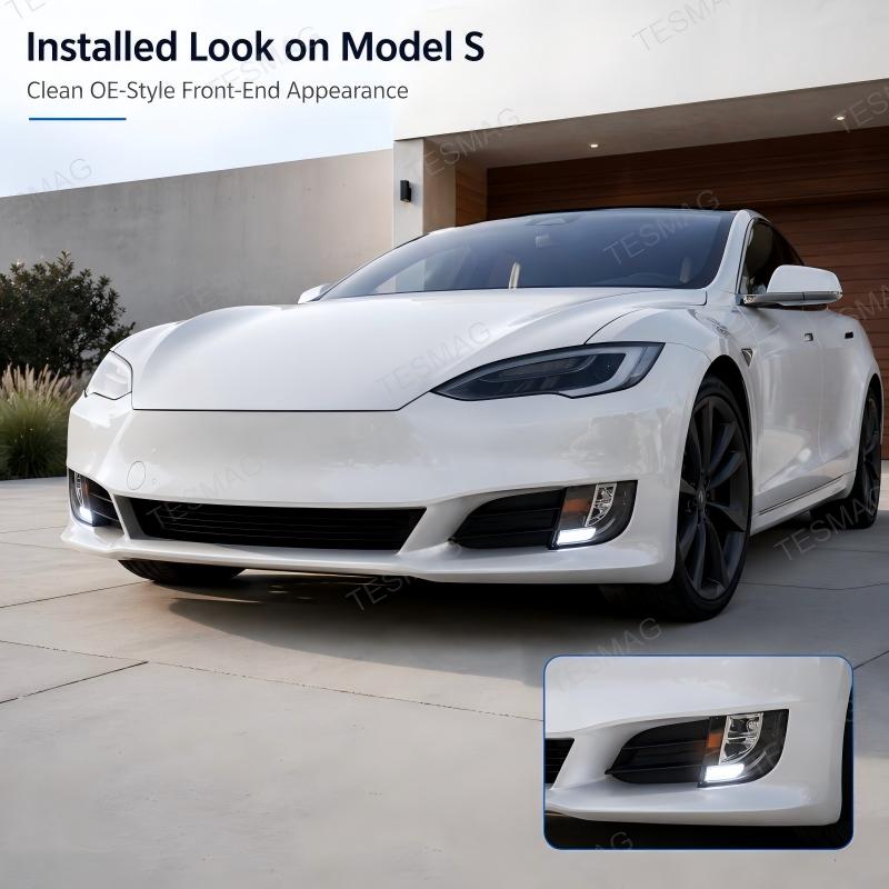 Front LED DRL Fog Light for Tesla Model S 2015-2020 US Version 6005915-00-E 6005916-00-E