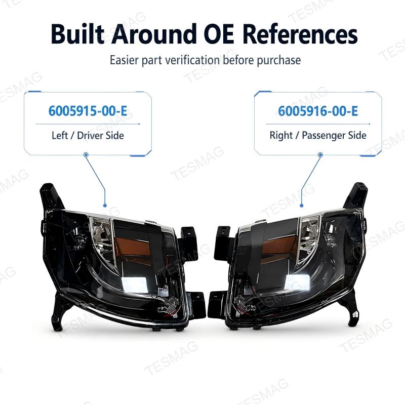 Front LED DRL Fog Light for Tesla Model S 2015-2020 US Version 6005915-00-E 6005916-00-E