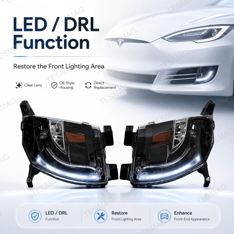 Front LED DRL Fog Light for Tesla Model S 2015-2020 US Version 6005915-00-E 6005916-00-E