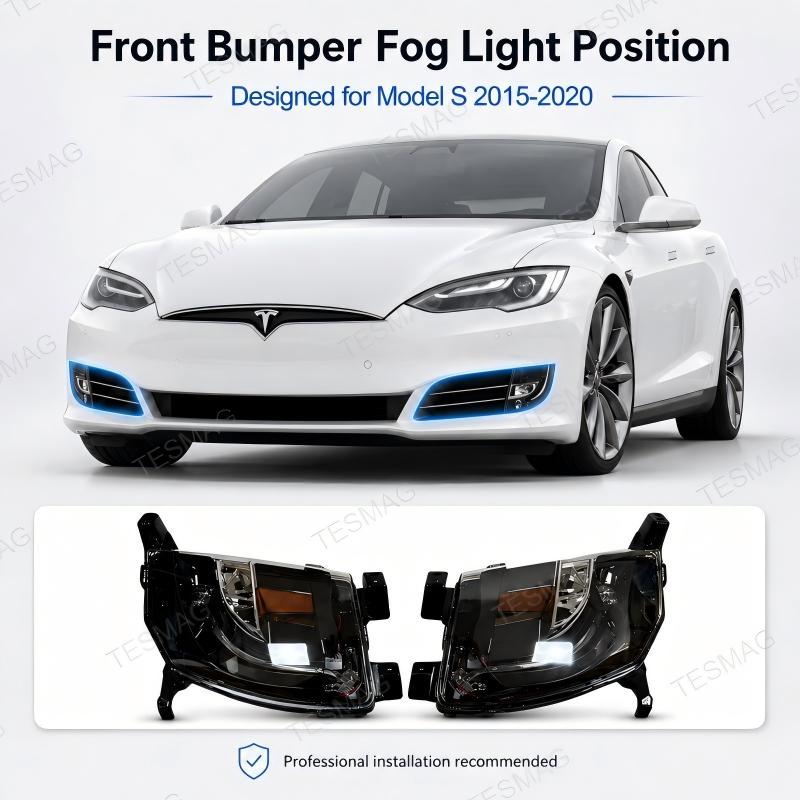 Front LED DRL Fog Light for Tesla Model S 2015-2020 US Version 6005915-00-E 6005916-00-E