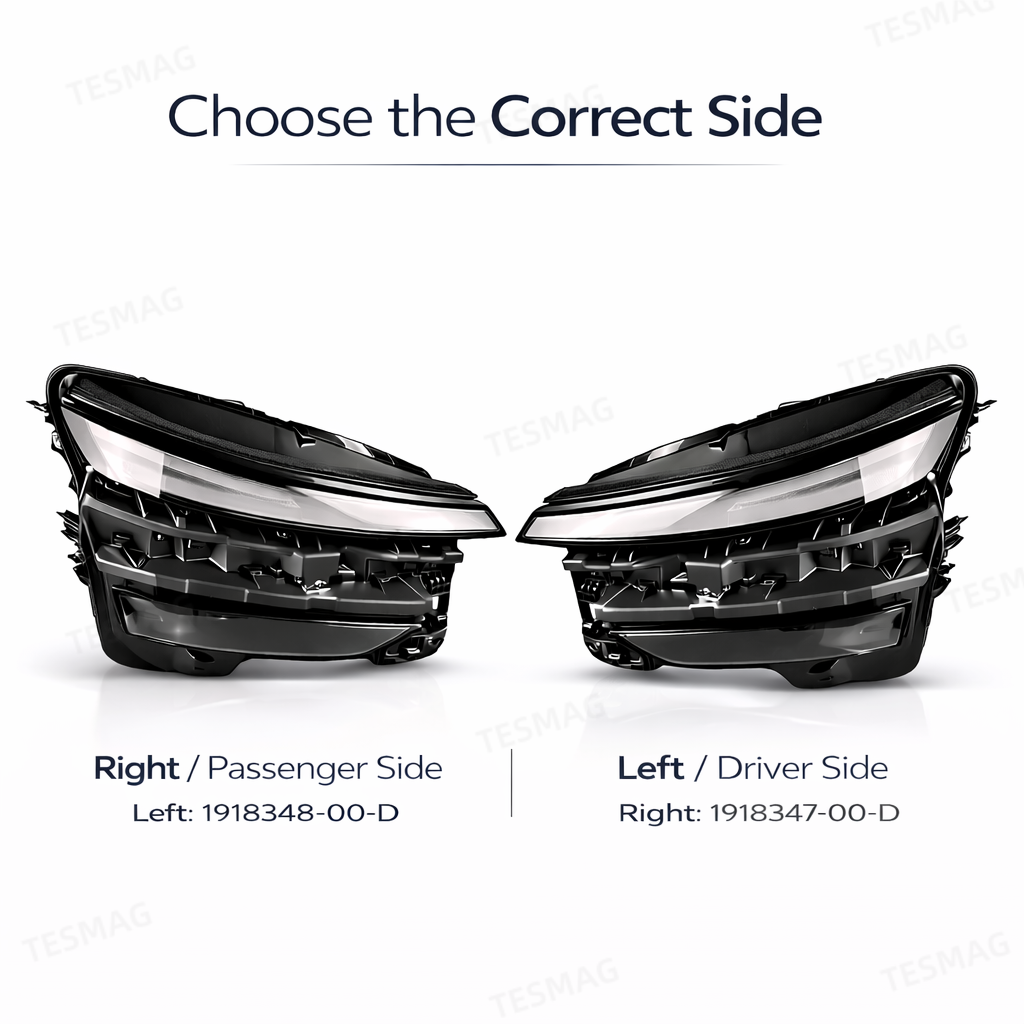 Front LED Headlight Replacement for Tesla Model Y Juniper 2025+ OEM 1918347-00-D / 1918348-00-D