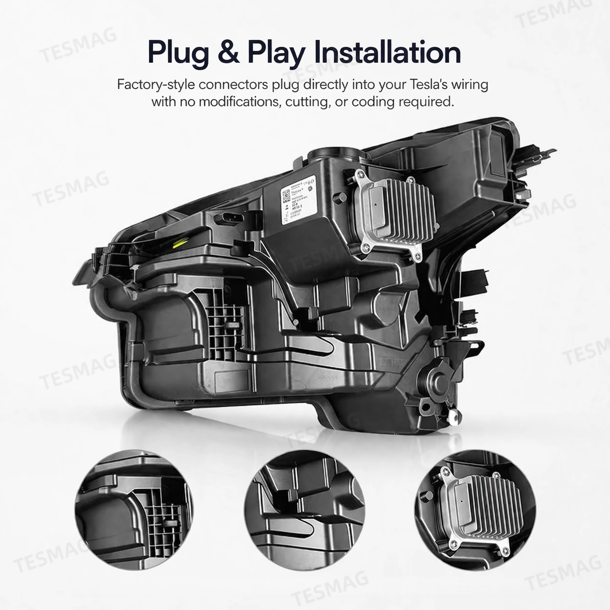 Front LED Headlight Replacement for Tesla Model Y Juniper 2025+ OEM 1918347-00-D / 1918348-00-D