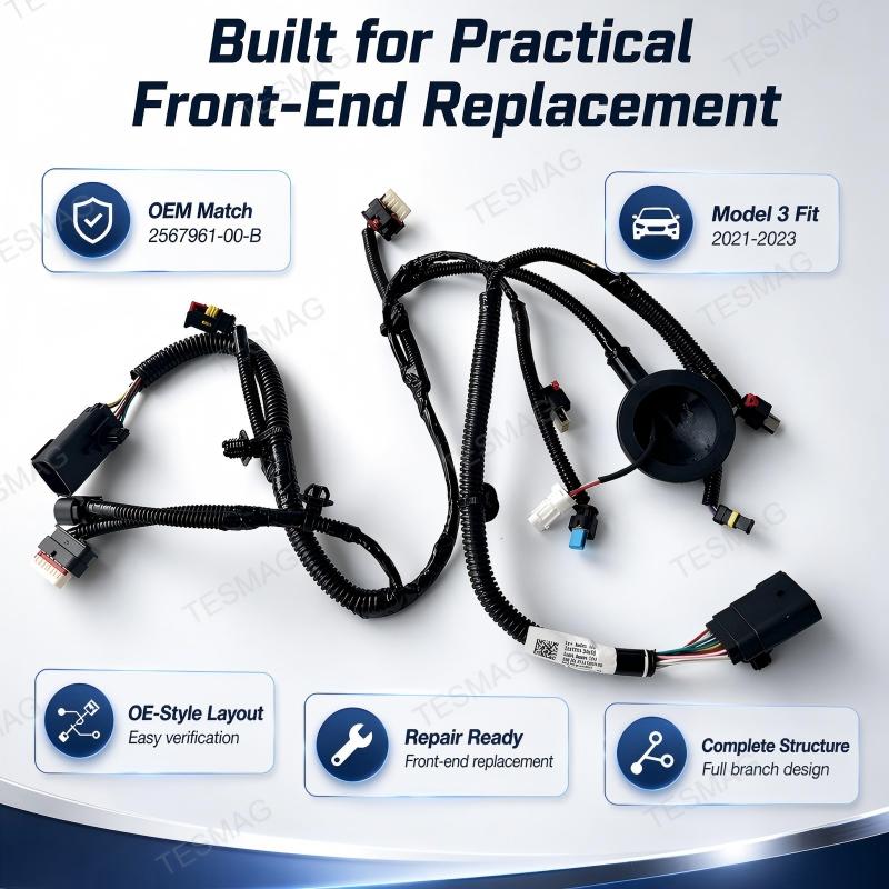 Front Radiator Support Wiring Harness for Tesla Model 3 2021-2023 OE 2567961-00-B