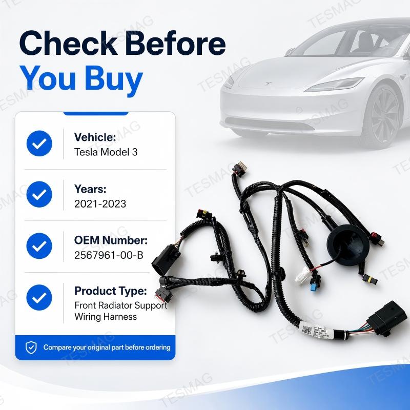 Front Radiator Support Wiring Harness for Tesla Model 3 2021-2023