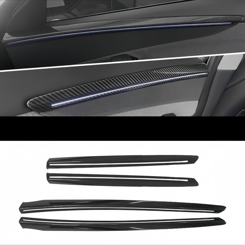 Front Rear Carbon Fiber Upper Door Panel Covers for Tesla Model 3 Highland / Y Juniper