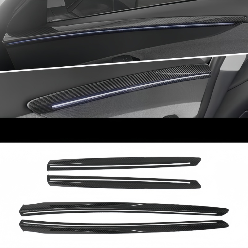 Front Rear Carbon Fiber Upper Door Panel Covers for Tesla Model 3 Highland / Y Juniper