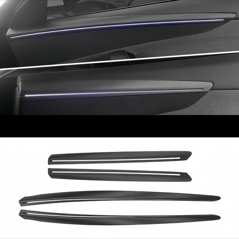 Front Rear Carbon Fiber Upper Door Panel Covers for Tesla Model 3 Highland / Y Juniper