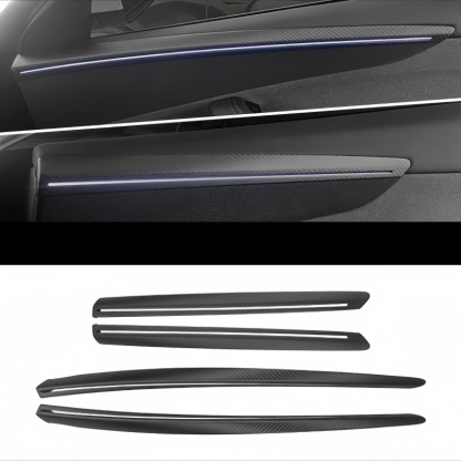 Front Rear Carbon Fiber Upper Door Panel Covers for Tesla Model 3 Highland / Y Juniper