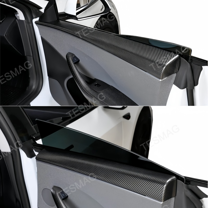 Front Rear Carbon Fiber Upper Door Panel Covers for Tesla Model 3 Highland / Y Juniper