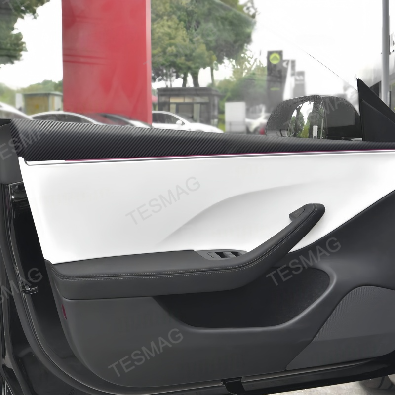 Front Rear Carbon Fiber Upper Door Panel Covers for Tesla Model 3 Highland / Y Juniper