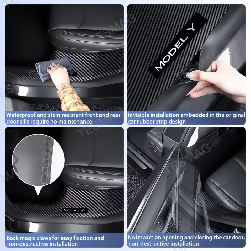 Front and Rear Door Sill Protector Set for Tesla Model Y Juniper (8 Pcs)