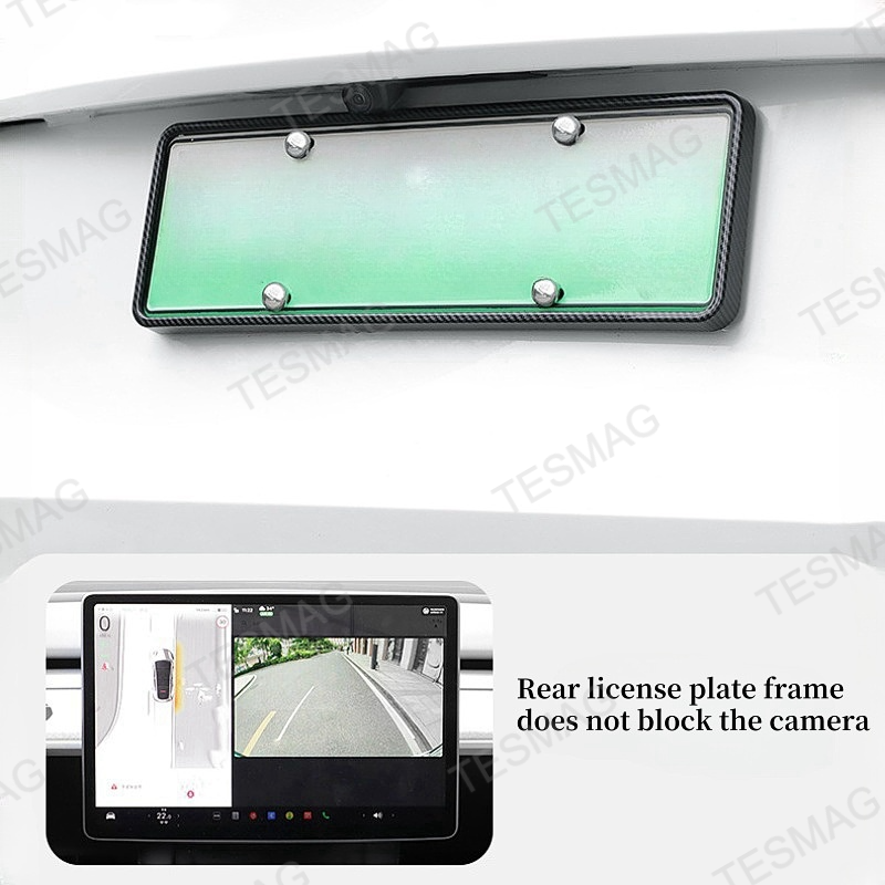 Front and rear license plate frames for Tesla Model Y