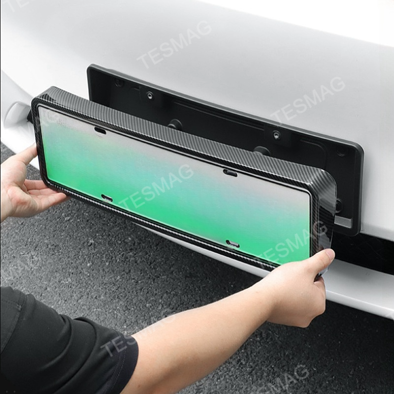 Front and rear license plate frames for Tesla Model Y