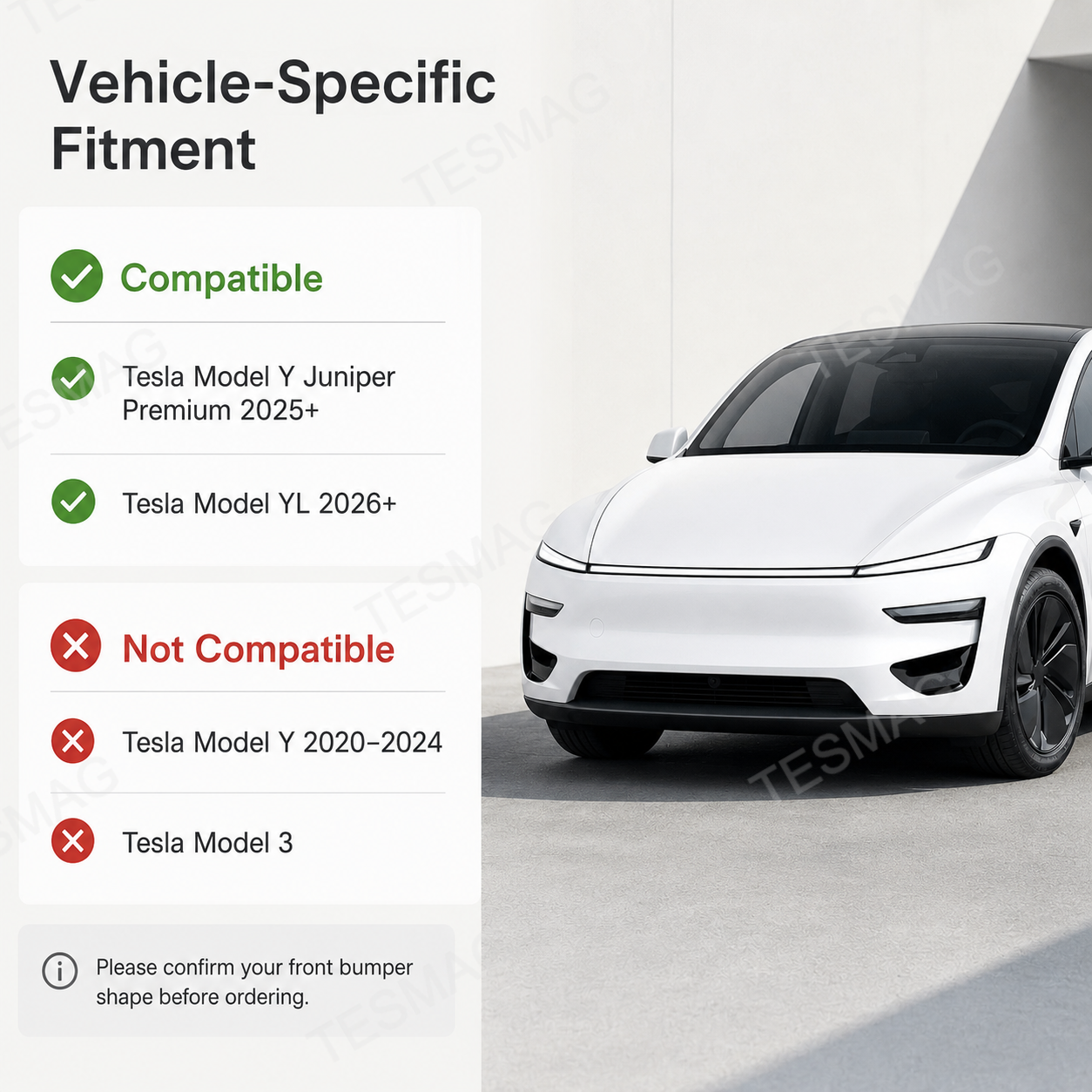 Front Bumper Side Accent Trim Cover for Tesla Model Y Juniper Premium / Model YL 
