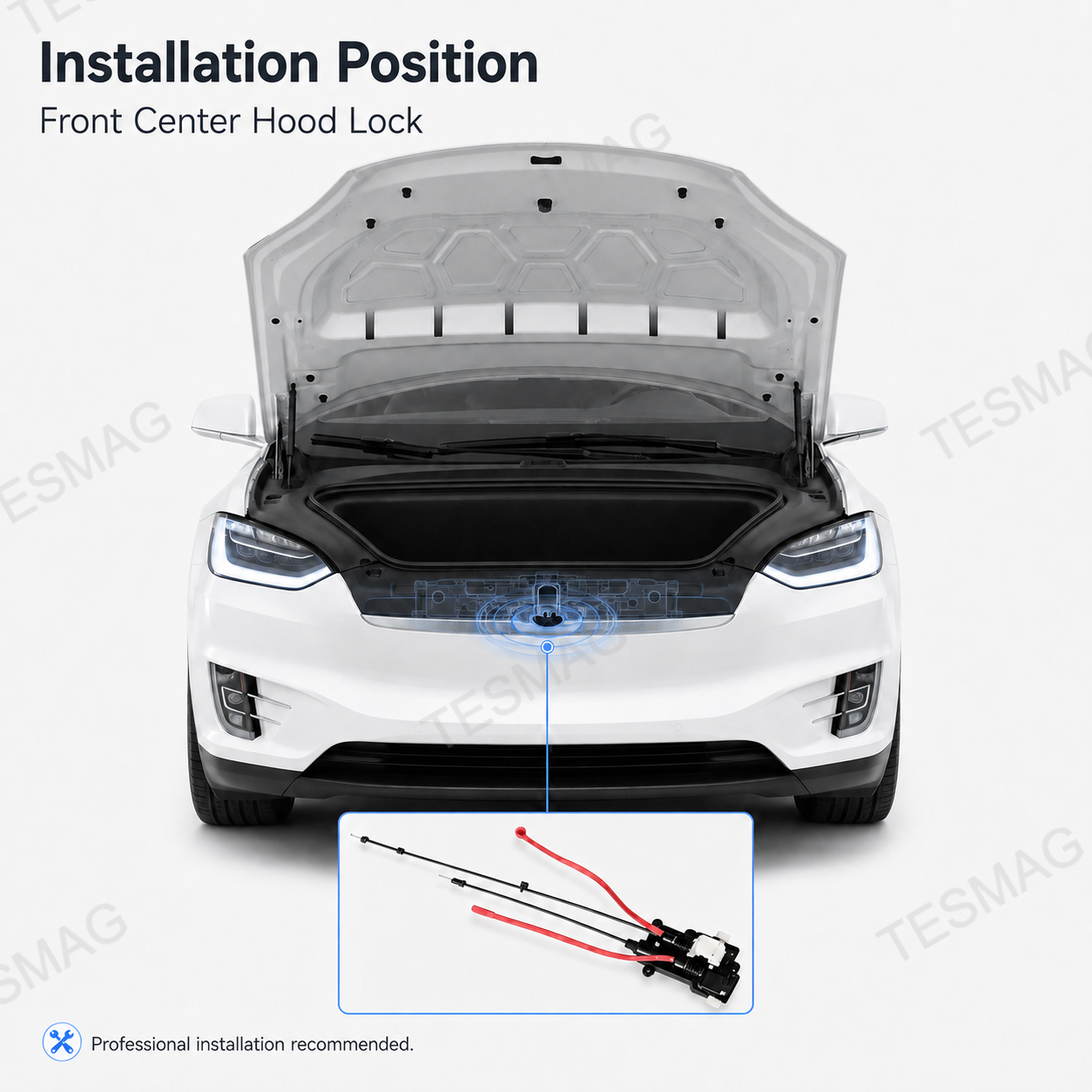 Front Hood Latch Release Actuator Assembly for Tesla Model X 2016–2020 | 1057991-00-E