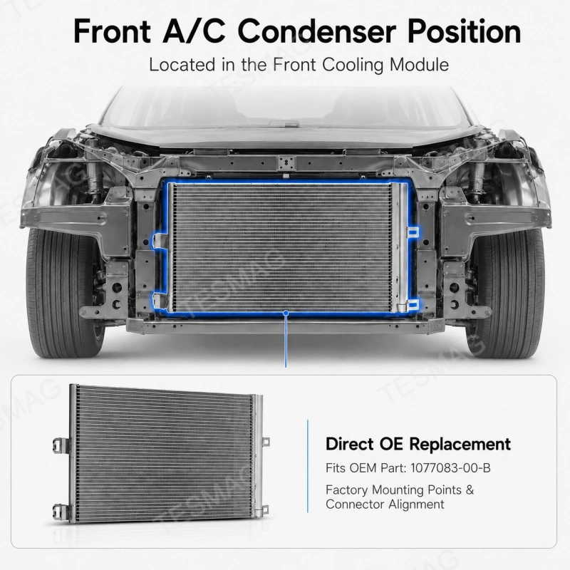 A/C Condenser for Tesla Model 3 2017-2020 RWD/AWD | 1077083-00-B
