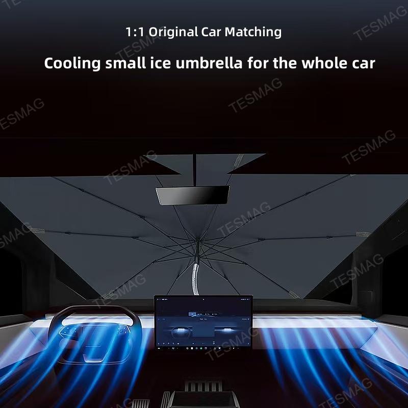 Front gear sunshade for a Tesla Cybertruck