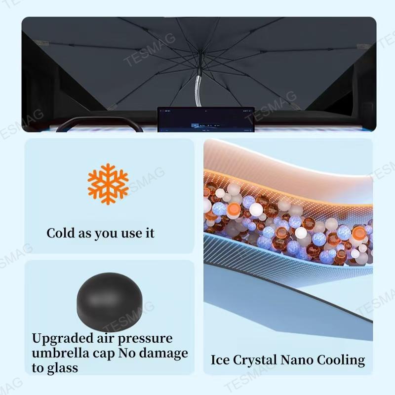 Front gear sunshade for a Tesla Cybertruck