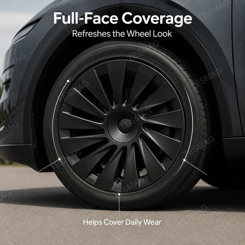 Matte Black Aero Wheel Covers for 2026 Model Y 18" Aperture Wheels – Set of 4