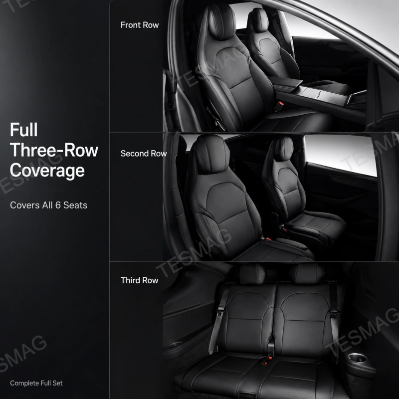 Full-Cover Nappa Leather Seat Covers for Tesla Model Y L 6-Seater