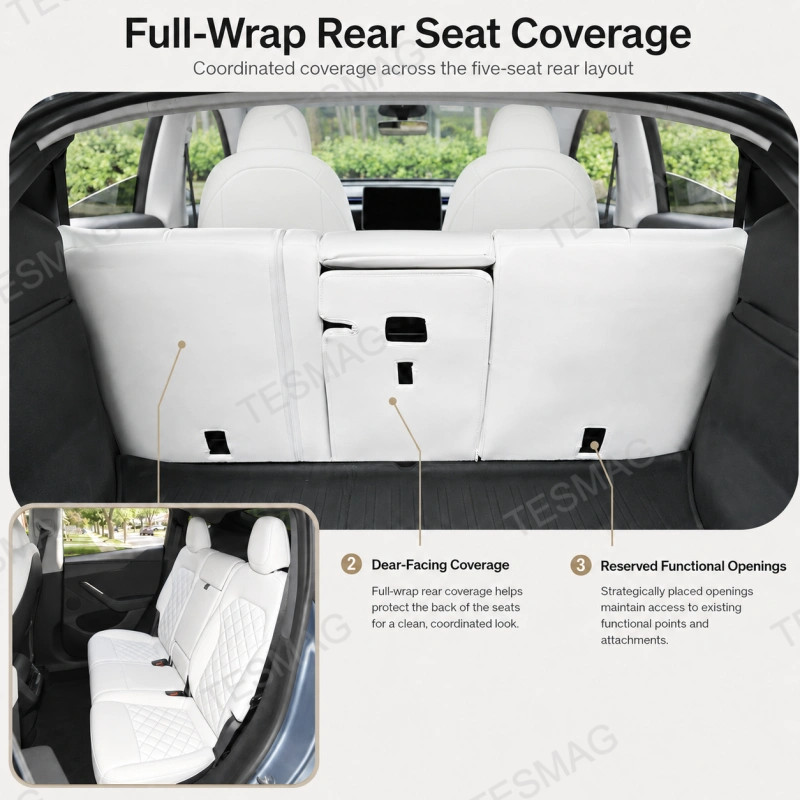 Diamond-Quilted Nappa Leather Seat Covers for Tesla Model Y Juniper Premium 2025.03+