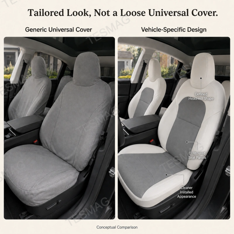 Nappa Leather Seat Covers for Tesla Model Y & Juniper 5-Seater – Gray & White