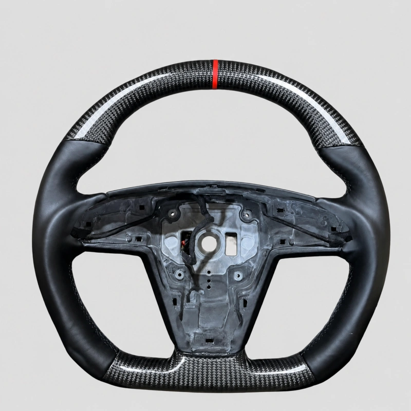 Carbon Fiber Steering Wheel Nappa Leather Handles for Tesla Model X/S