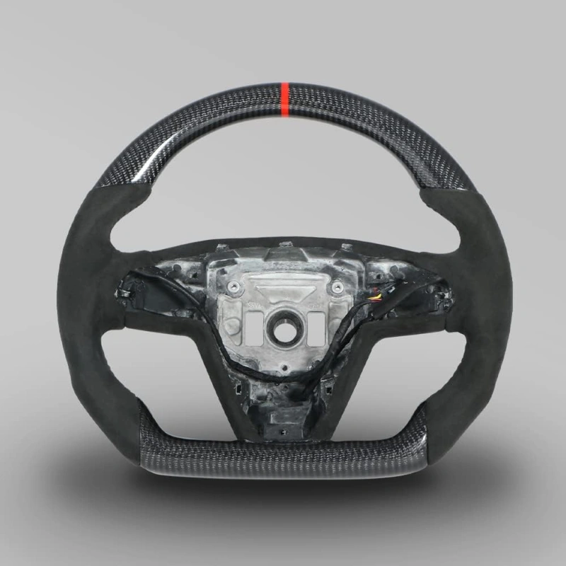 Carbon Fiber Steering Wheel Nappa Leather Handles for Tesla Model X/S