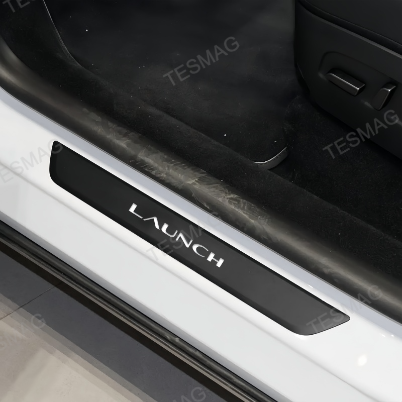 Illuminated LAUNCH Door Sill Protector for Tesla Model Y Juniper