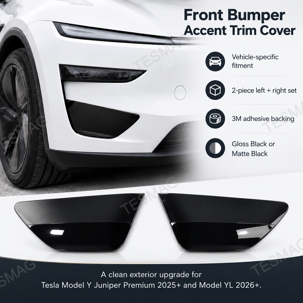 Front Bumper Side Accent Trim Cover for Tesla Model Y Juniper Premium / Model YL 