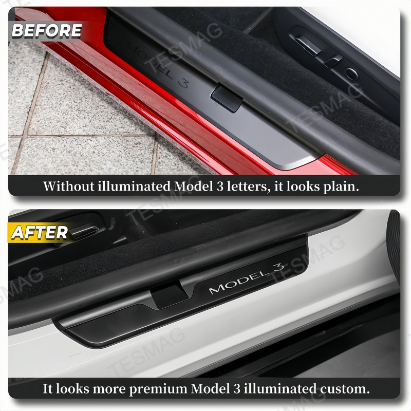 LED Illuminated Door Sills for Tesla Model 3 Highland 