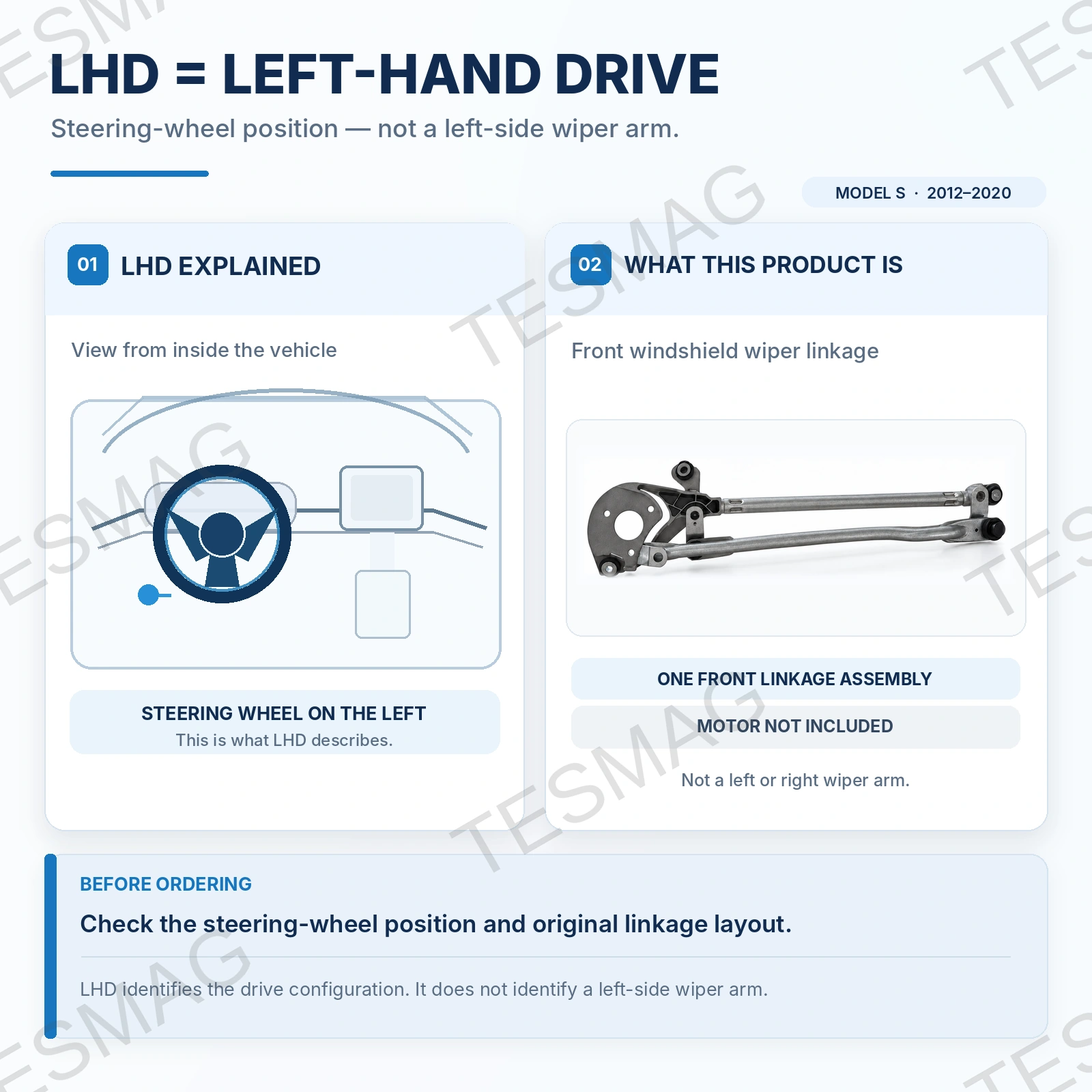 Front Wiper Linkage Only for Tesla Model S 2012–2020 LHD | 6005946-00-F