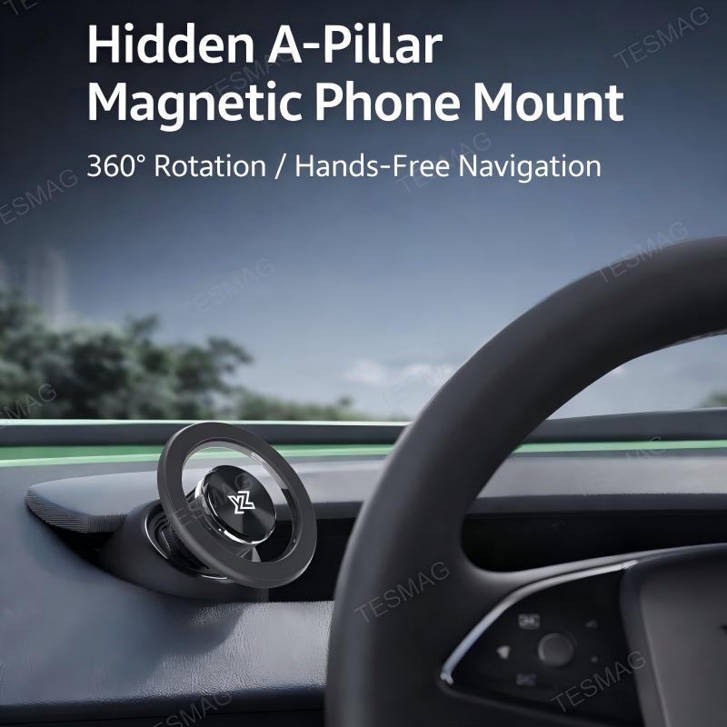 MagSafe Compatible A-Pillar Magnetic Phone Mount for Tesla Model 3 Highland/Model Y Juniper 
